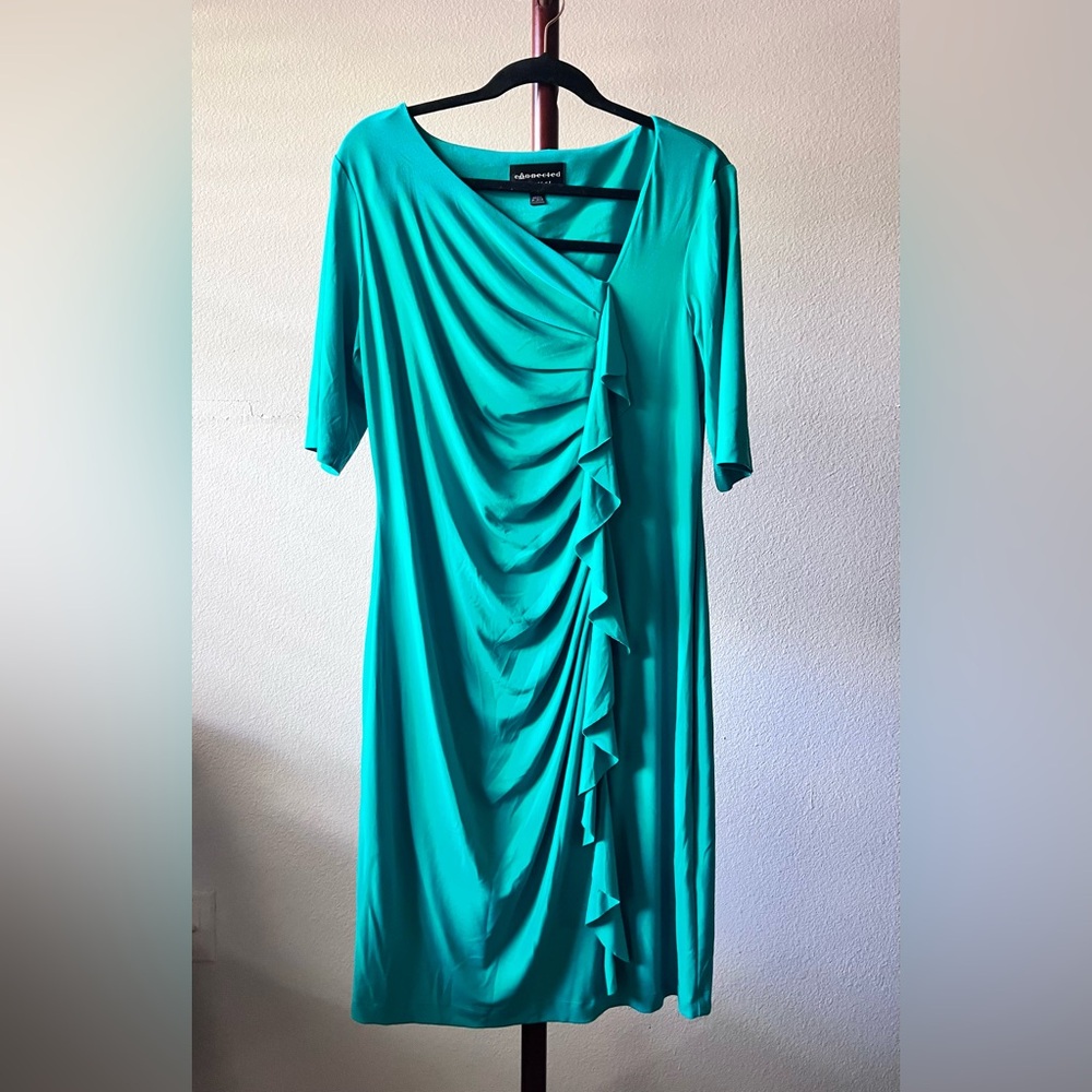 Elegant Teal Draped Dress